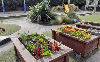 gardens at Active Explorers preschool in Rolleston