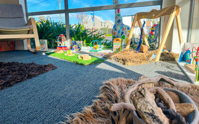 Natural resources in the infant space at Active Explorers Central city preschool in Christchurch city centre