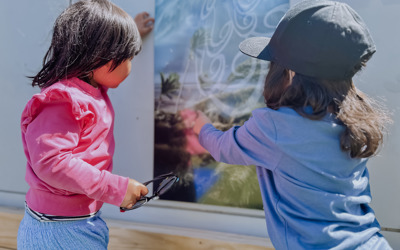 Children exploring Atua panels at Active Explorers Kaiwharawhara Preschool in Wellington
