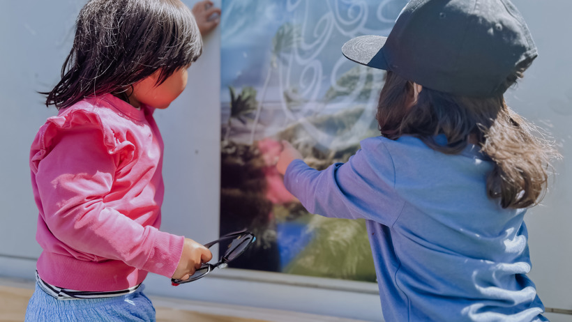 Children exploring Atua panels at Active Explorers Kaiwharawhara Preschool in Wellington