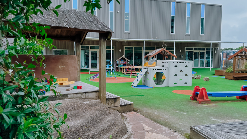 Outdoor playspace at Active Explorers Central Park preschool in Greenlane