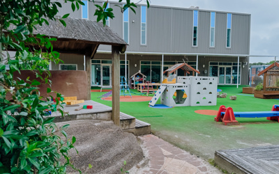 Outdoor playspace at Active Explorers Central Park preschool in Greenlane